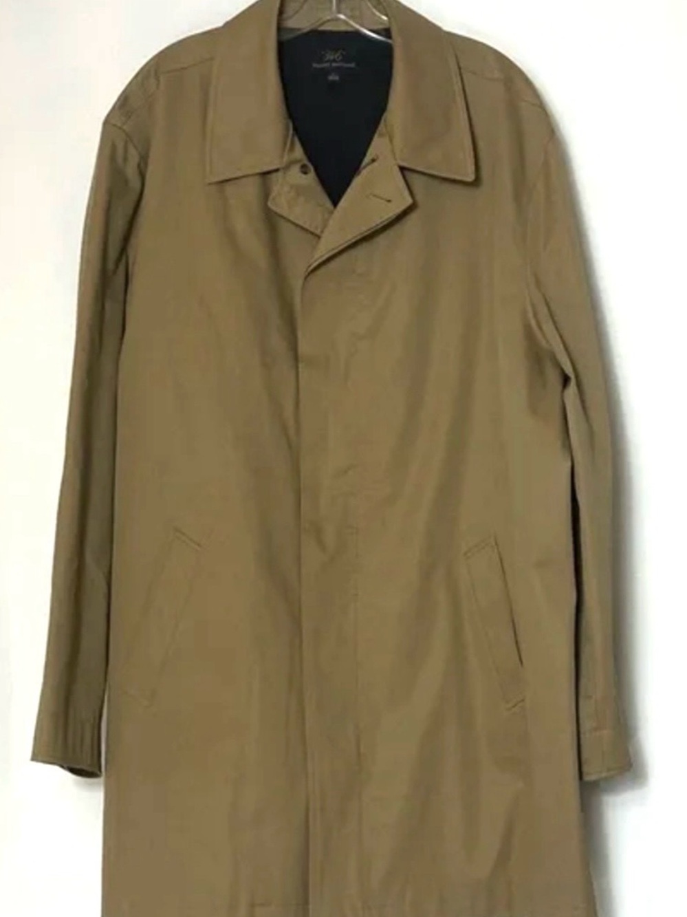 Brooks Brothers Men's Size XL Khaki Short Trench Coat Hidden Front Zip Button